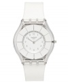 Stay stunning in white with this classic White Classiness collection Swatch watch.