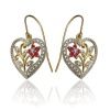 18k Yellow Gold Plated Sterling Silver Ruby and Diamond Accent Heart Earrings