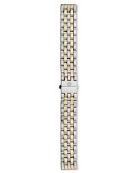 Give your watch a new look. Two-Tone links create a classic bracelet. The clasp has signature logo engraving. Interchangeable with any Michele watch head from the Urban Mini.