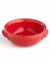 Homegrown style. An organic shape and engraved florals give the Espana Antica casserole a handcrafted feel that suits country settings. With a glossy red finish. From the Tabletops Unlimited dinnerware collection.