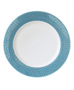 Dress up your table any day of the week with these dishwasher-safe and fabulously stylish Greek Key dinner plates. Jonathan Adler gives the ancient pattern a bold, modern feel in teal blue, bright white and shimmering platinum.