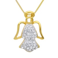 18K Gold Over Sterling Silver Swarovski Crystal Angel Necklace on an 18in. Box Chain