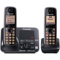 Panasonic KX-TG7622B DECT 6.0 Link-to-Cell via Bluetooth Cordless Phone, Black, 2 Handsets