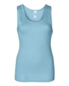 Bella Ladies' 1×1 Rib Tank Top 1080, Large, Light Aqua