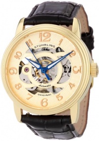 Stuhrling Original Men's 107EM.333531 Classic Delphi Omega Goldtone Automatic Skeleton Watch Gift Set