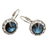 Montana Blue 15mm Crystal Drop Earrings Made with Swarovski Elements