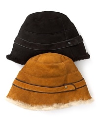 Brave city streets and country roads in UGG® Australia's super-warm, suede-and-shearling hat with a cute belt above the brim.