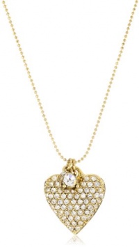 Betsey Johnson Gold-Tone Crystal Heart Pendant Necklace