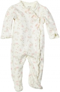 Little Me Layette Footie, Rose Floral, Ivory Print