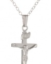 Sterling Silver Children's Polished Crucifix Cross Pendant Necklace , 15