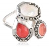 Judith Jack Caliente Sterling Silver Marcasite and Coral Cluster Ring, Size 7