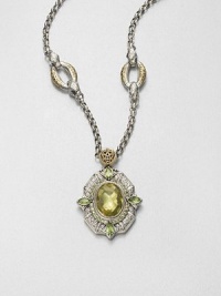 EXCLUSIVELY AT SAKS. From the Irma Collection. A pendant of faceted lemon citrine set in a sterling silver design, surrounded in complimentary peridot stones on a 18k gold accented bale. Lemon citrine and peridotSterling silver18k goldSize, about 2Fixed baleImportedPlease note: Necklace not included. 