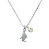 2-D Silver Penguin Charm Necklace with AB Crystal Drop [Jewelry]