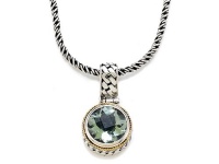 Silver and 18kt Yellow Gold Genuine Green Amethyst Necklace by Effy Collection®