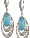 Judith Jack It's Time Sterling Silver, Marcasite and Turquoise Oval Drop Earrings