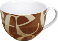 Konitz 22-Ounce Script Collage Cafe au Lait Mugs, Beige/Brown, Set of 4