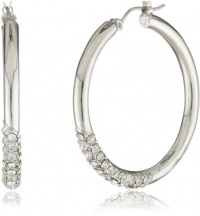 Nine West HOOP THERE IT IS Silver or Gold Tone Crystal Pave Hoop Earrings