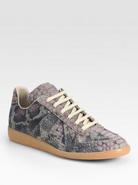 Take a step forward into high-style with this python-printed lace-up style of smooth suede.Printed suede upperLeather liningPadded insoleRubber sole Made in Italy