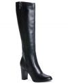 Cool clean lines make Calvin Klein's Hanabell tall mid-heel boots a perfect choice for your most polished ensembles.