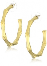 Kenneth Jay Lane Satin Gold Medium Bamboo Pierced Earrings