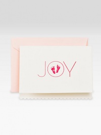 Announce the arrival of a beautiful bundle of joy with this pretty set of 10 scalloped-edge notecards. Blush-hued envelopes complement them perfectly. Set of 10 notecards3.8W X 5.2HMade in USA