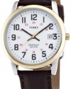 Timex Men's T2N5239J EZ Reader Round Bi-Metal Brown Leather Strap Watch