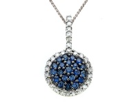 Genuine Sapphire and Diamond Pendant by Effy Collection® in 14 kt White Gold