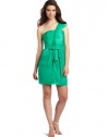 BCBGMAXAZRIA Women's Palais One Shoulder Luxe Dress, Emerald, 0