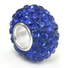 Swaroski Sapphire Blue Crystal Ball Bead Sterling Silver Charm Fits Pandora Chamilia Biagi Trollbeads European Bracelet