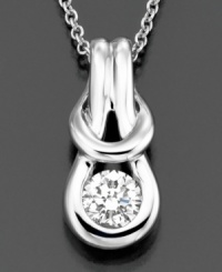 The Hercules knot, an ancient symbol of strength, represents the unbreakable bond of love. At its heart rests a precious diamond. Without the diamond, the knot would unravel. This Everlon™ pendant features a round-cut diamond (1/2 ct. t.w.) set in 14k white gold for a beautiful diamond necklace. Approximate length: 18 inches. Approximate drop: 3/4 inch.