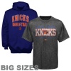 NBA Majestic New York Knicks In UR Face Pullover Big Sizes Hoodie And T-Shirt Combo - Royal Blue/Charcoal