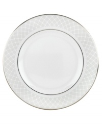 A sweet lace pattern combines with platinum borders to add graceful elegance to your tabletop. The classic shape and pristine white shade make this salad plate a timeless addition to any meal. From Lenox's dinnerware and dishes collection.