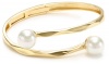 Majorica 2/12mm Round Pearls on Ripple Bangle Bracelet