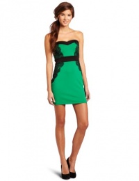 As U Wish Juniors Strapless Dress With Lace Trim, Green, Small