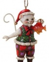 Enesco Jim Shore Heartwood Creek Christmas Cat with Fish Ornament, 4-1/2-Inch