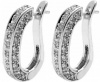 Gorgeous Inside Outside Silver Tone Round Shape Simulated White Diamond Swarovski Crystal Elements Classic J-Hoop Earrings, 1 Inch Length, 14k White Gold Filled