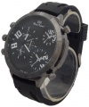 Mark Naimer Quartz Chronograph Multi-Time Zone Look Ceramic Looking Case Black Rubber Band