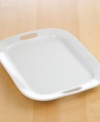 Get a handle on easy tabletop elegance with this refreshingly simple handled platter. A soft rounded rectangular shape makes this versatile piece perfect for serving anything from sliced meats and veggies to appetizers.