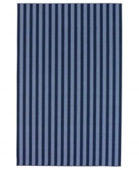 Featuring a classic Cabana-stripe motif, the Cabo del Sol area rug is designed in bright, festive colors that fit everyday living spaces or vacation homes by the beach. Woven from wool, the rug offers a soft surface feel that you'll love for years to come.