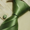 Italian style Green designer ties for men silk necktie cufflinks set A1158