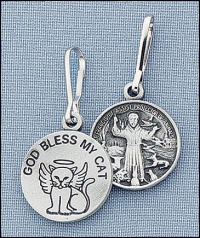 GOD BLESS MY CAT - Saint Francis Charm, Tag - with Prayer Card from Fantasy Farm