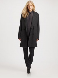 Infused with effortlessly cool attitude, this oversized wool-blend topper completes the look with menswear-inspired details. Notched collarDouble-breasted button frontDropped shouldersLong sleevesSlash pocketsFully linedAbout 36 from shoulder to hem36% alpaca/26% wool/23% nylon/13% polyesterDry cleanImportedModel shown is 5'10 (177cm) wearing US size Small.