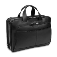 Hartmann Capital Leather Double Compartment Expandable Briefcase Black