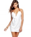 Take the ultimate plunge in this mini dress from Baby Phat, where a draped cowl neckline and low-cut, t-strap back create sexy, party style!