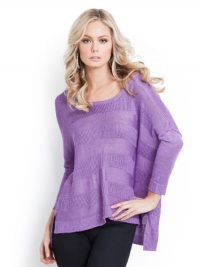 GUESS Three-Quarter Sleeve Open Stitch Boxy Sw, AFRICAN VIOLET (LARGE)