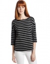 French Connection Women's Scott Stripe Top, Black/Grey, X-Small