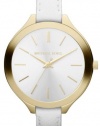 Michael Kors Slim Runway White Leather Strap Women's Watch - MK2273