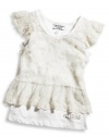 GUESS Kids Girls Little Girl Lace Top with Tank, OFF WHITE (4)