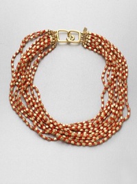 A colorful beaded style in a chic, chunky multi-row design. Resin22k goldplatedLength, about 16Hook closureMade in USA