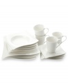 Go with the flow of White Basics Motion dinnerware by Maxwell & Williams. White porcelain place settings set an effortlessly fresh table in shapes that complement modern settings.